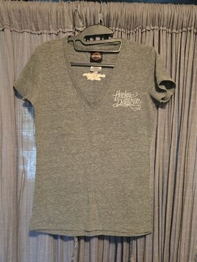 Harley-Davidson Heather Gray V-Neck T-Shirt with White Logo